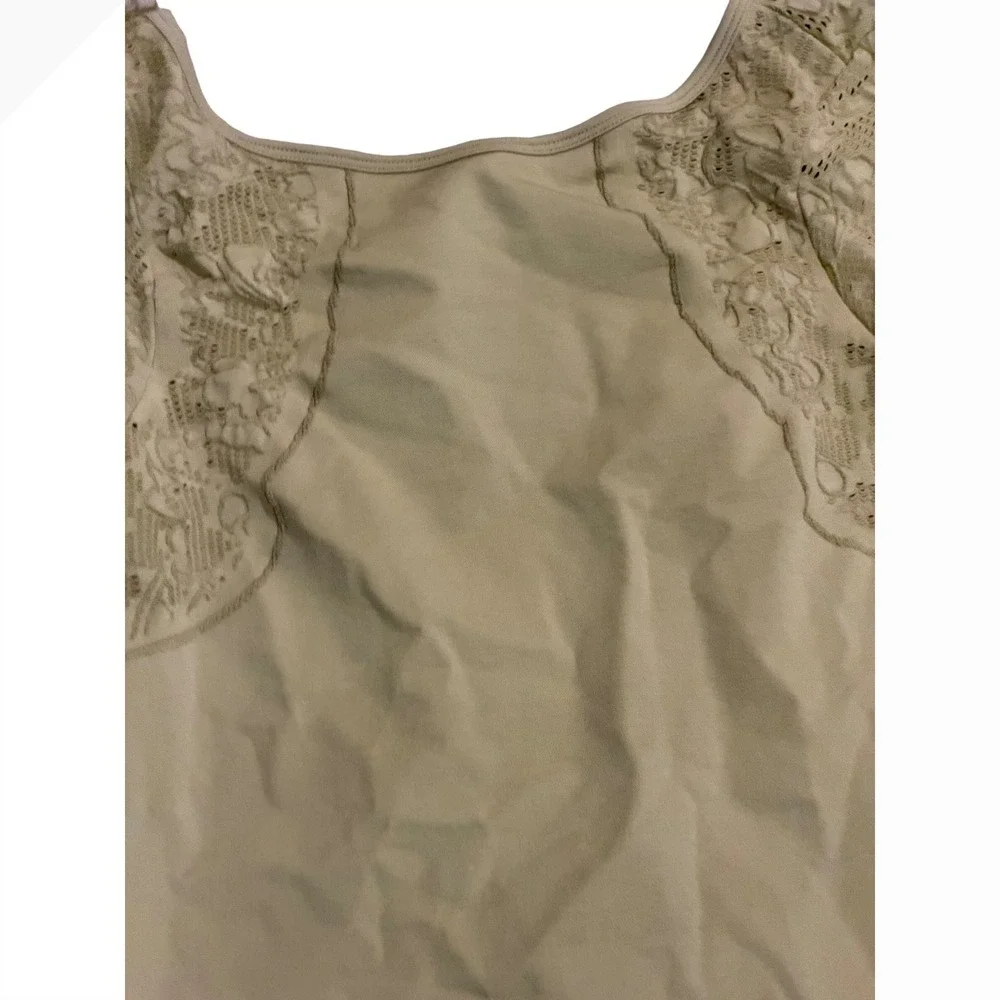 New Anthropologie Lace Detail Boat Neck‎ Long Sleeve Top Olive Green stretch s